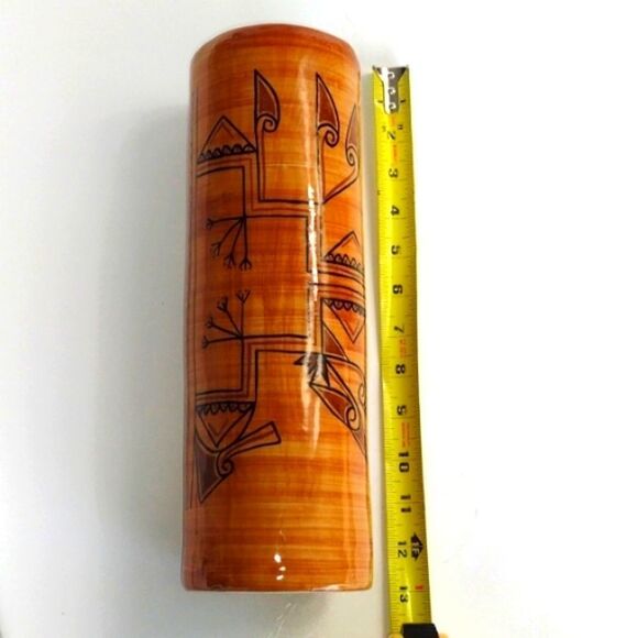 Aarong Bangladesh Tall Ceramic Flower Vase Folk Art Decoration Bohemian - Picture 6 of 7